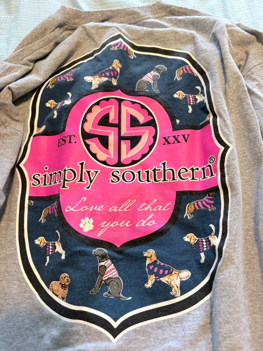 Simply Southern Long Sleeve Tee Large Love All That You Do DOGS